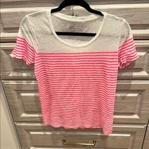 Pink and White Striped Linen Women's Top